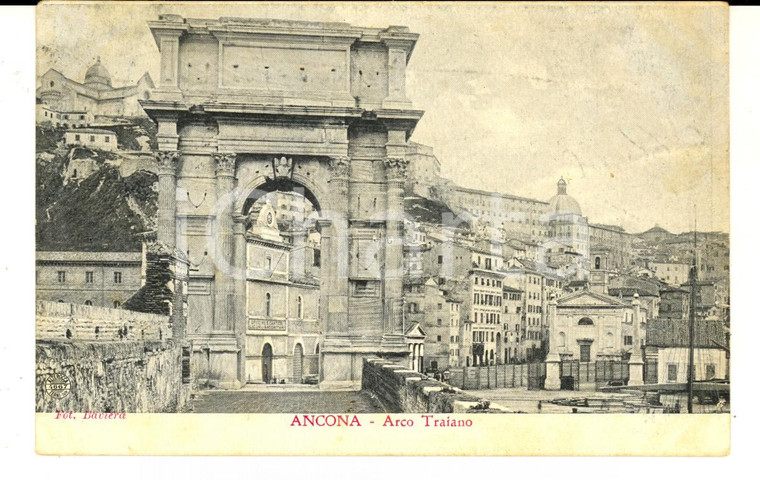 1907 ca ANCONA Veduta con l'Arco TRAIANO *Cartolina postale VINTAGE FP VG