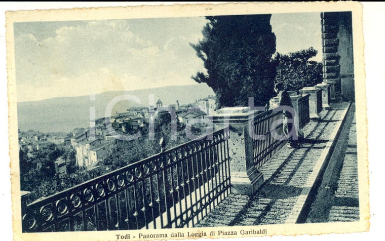 1933 TODI (PG) Panorama dalla Loggia di piazza GARIBALDI *Cartolina ANIMATA FP