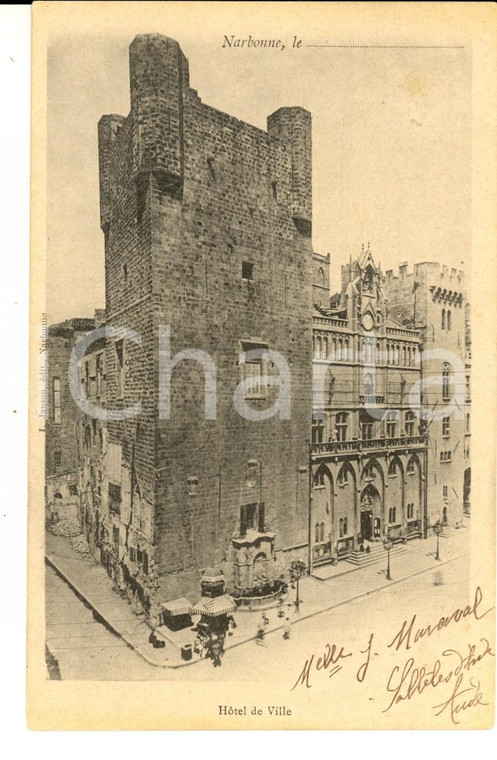 1901 NARBONNE (F) Hotel de Ville *Carte postale VINTAGE ANIMEE FP 