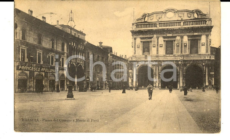 1910 BRESCIA Piazza del Comune e Monte di Pietà *Cartolina ANIMATA FP VG