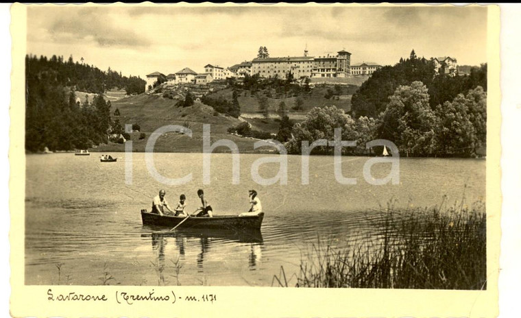 1940 LAVARONE (TN) Veduta panoramica con turisti in canoa *Cartolina postale FP