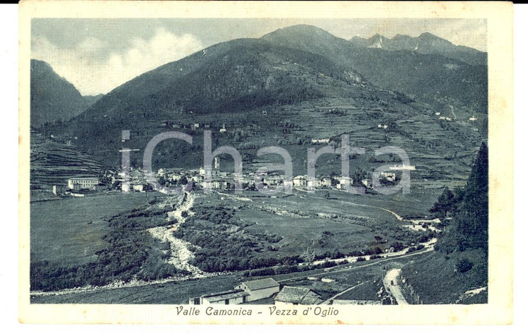 1915 ca VEZZA D'OGLIO (BS) Panorama con la VAL CAMONICA *Cartolina postale FP NV