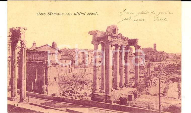 1901 ROMA Panorama del FORO ROMANO con ultimi scavi *Cartolina FP VG