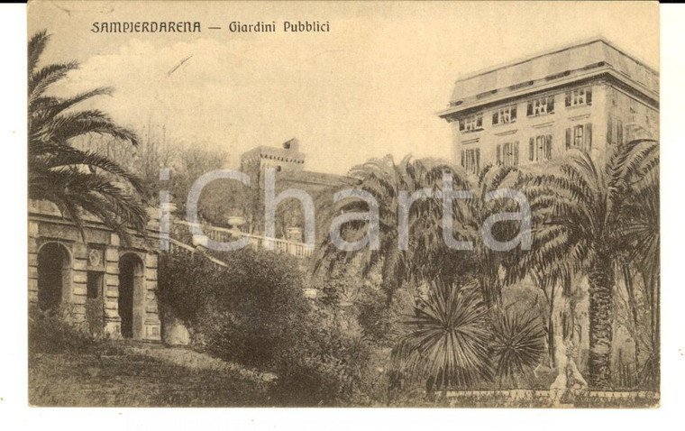 1914 GENOVA SAMPIERDARENA Veduta dei giardini pubblici *Cartolina FP VG