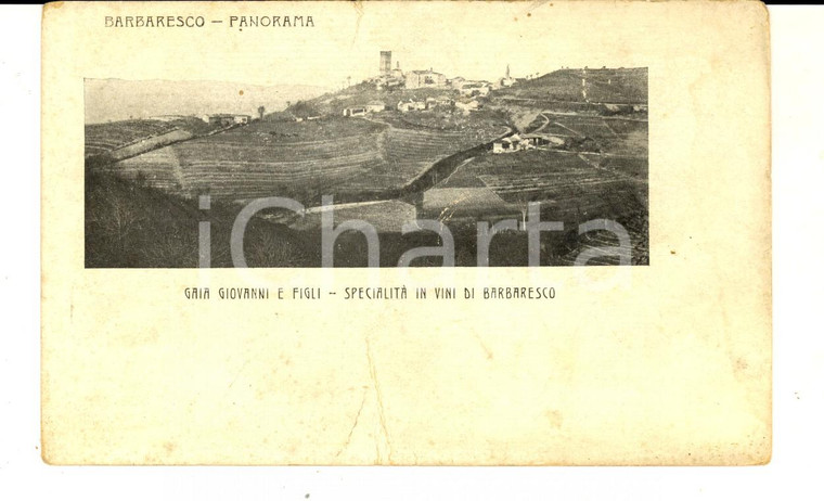 1910 ca BARBARESCO (CN) Panorama - Vini Giovanni GAIA *Cartolina FP NV