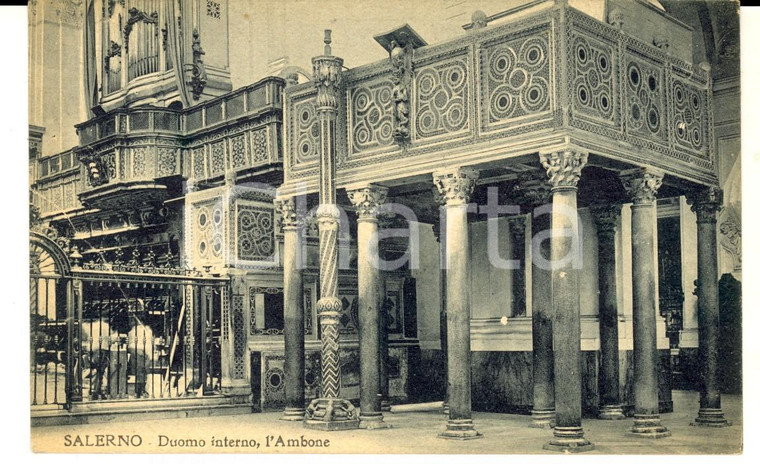 1932 SALERNO Duomo - Interno, l'ambone *Cartolina postale FP VG