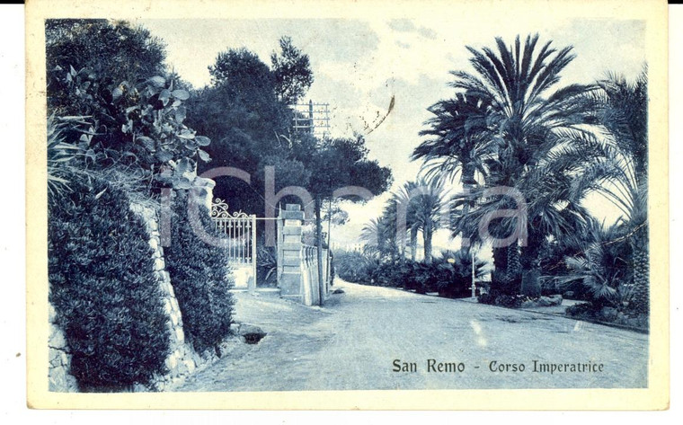 1922 SANREMO (IM) Veduta di Corso IMPERATRICE *Cartolina postale FP VG