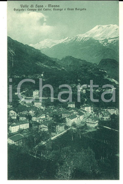 1915 ca MEANA DI SUSA (TO) Veduta con Campo del Carro e Grange *Cartolina FP