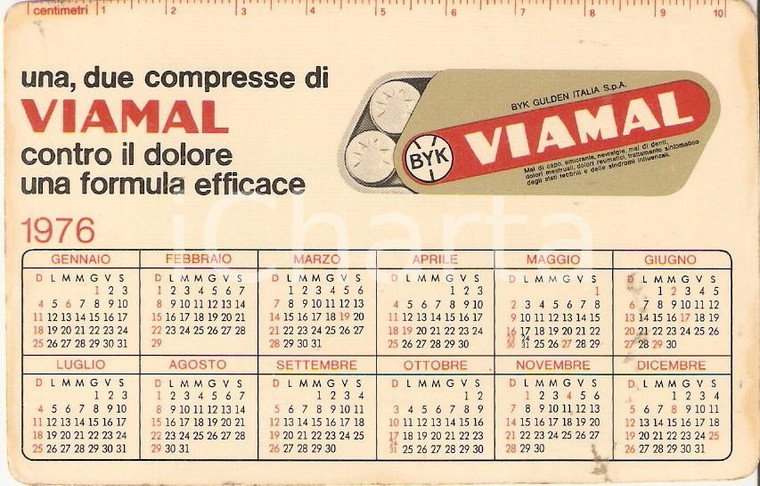 1976 BYK GULDEN ITALIA Antidolorifico VIAMAL Calendario Campionato Serie A e B