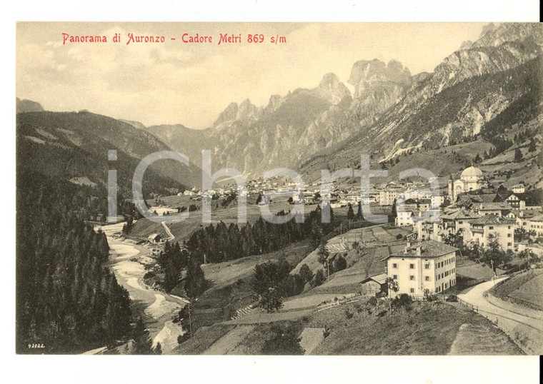 1915 ca AURONZO DI CADORE (BL) Panorama dall'alto *Cartolina FP NV