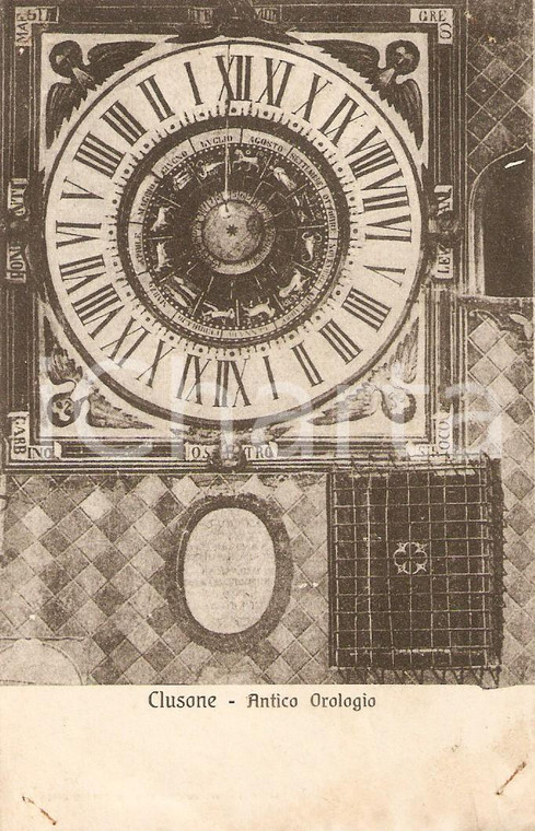 1918 CLUSONE (BG) Antico orologio *Cartolina FP VG