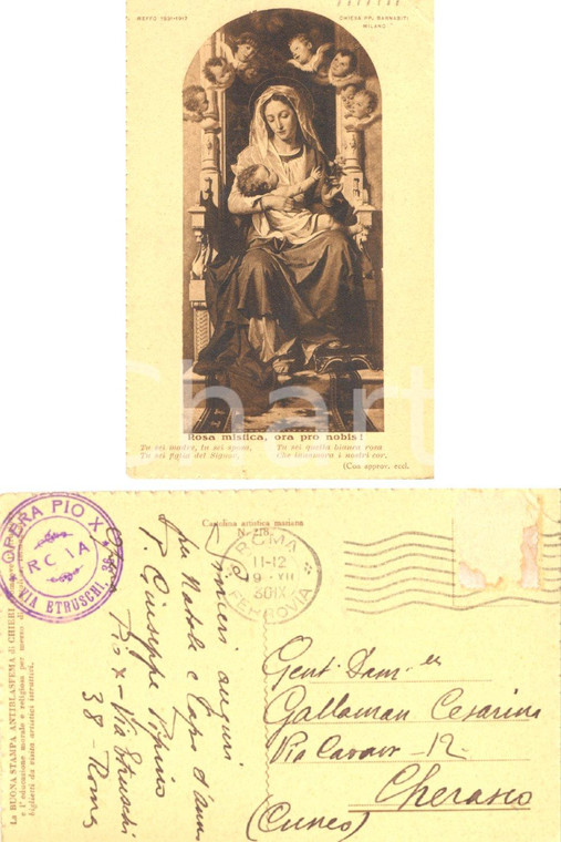 1930 ROMA Cartolina padre Giuseppe PIPINO a Cesarina GALLAMAN *Autografo