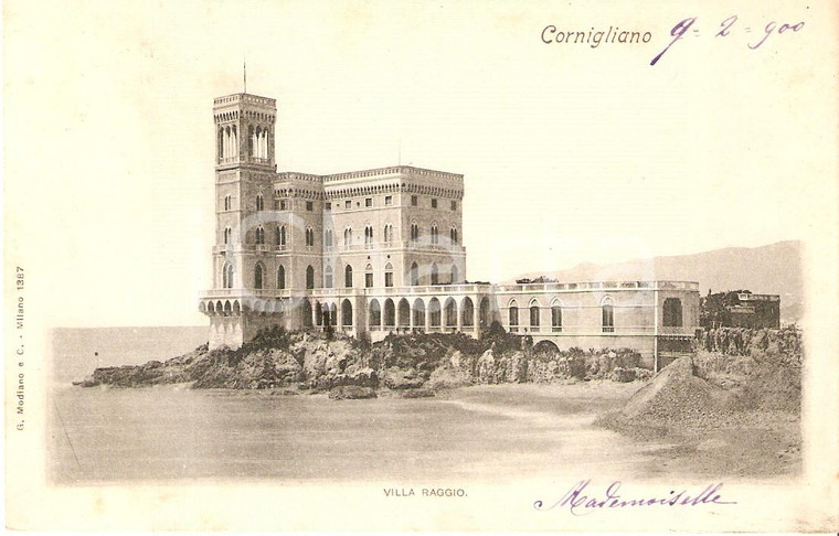 1900 GENOVA CORNIGLIANO Villa RAGGIO Panorama *Cartolina FP VG