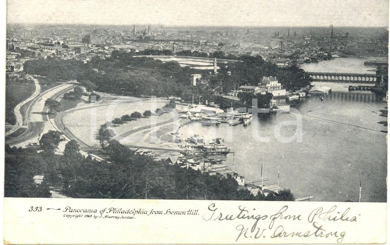 1907 PHILADELPHIA (USA) Panorama della città da LEMON HILL *Cartolina FP VG