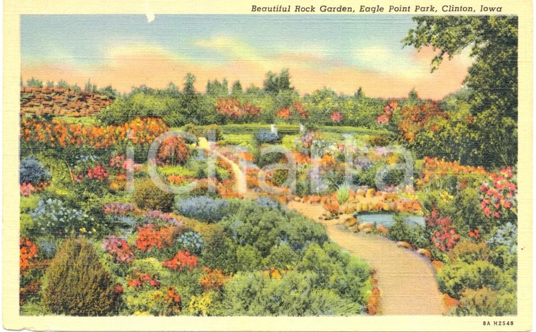 1940 ca CLINTON, IOWA (USA) Beautiful Rock Garden EAGLE POINT Park *FP NV