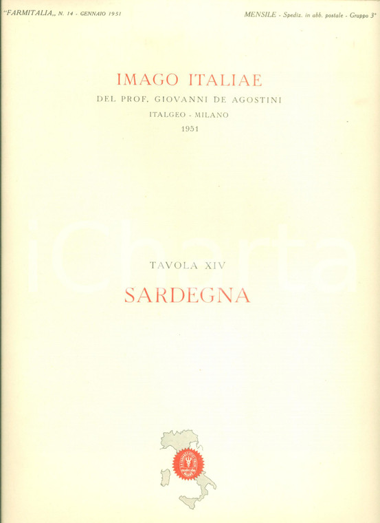 1951 FARMITALIA IMAGO ITALIAE Sardegna*Pubblicità emopoietici