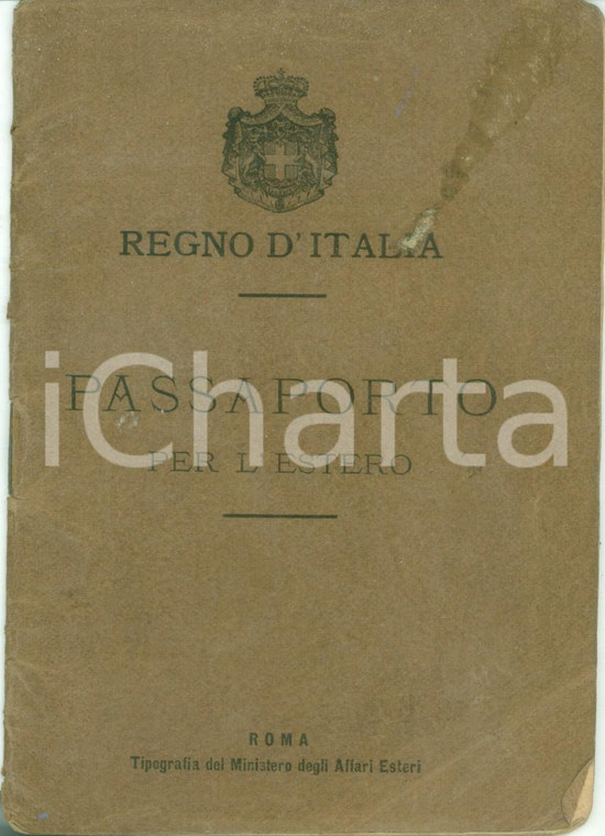 1901 IVREA (TO) Passaporto per l'Estero di Francesco REY Regno d'ITALIA