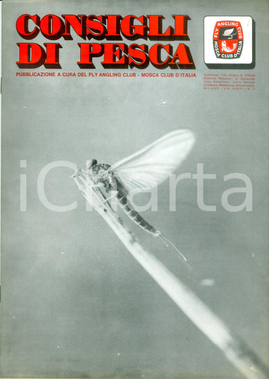 1975 CONSIGLI DI PESCA Fly Angling Club Mosca Club d'ITALIA *Rivista ILLUSTRATA