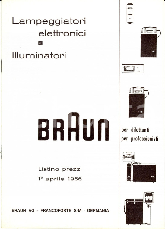 1966 MILANO Lampeggiatori elettronici e illuminatori BRAUN *Listino prezzi