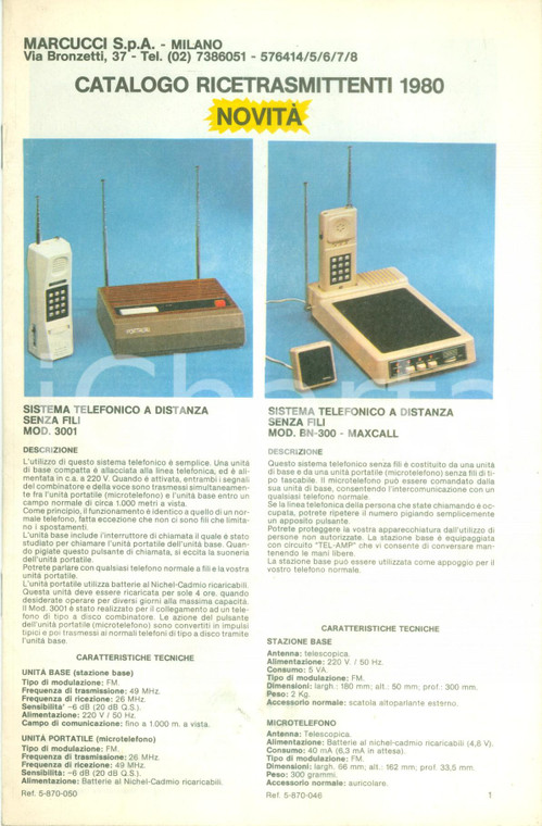 1980 MILANO Azienda radio MARCUCCI Catalogo ricetrasmittenti ILLUSTRATO