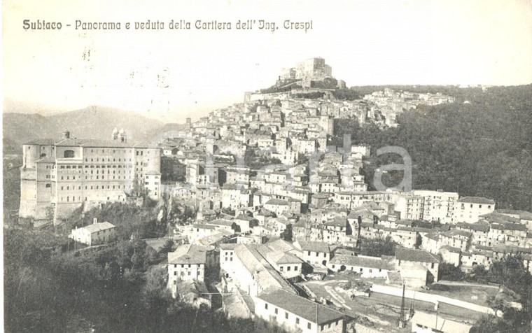 1928 SUBIACO (RM) Panorama e veduta della cartiera dell'Ingegner CRESPI *FP VG