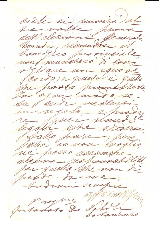 1889 ROMA On. Bernardino GRIMALDI su accordo Consiglio CATANZARO *Autografo