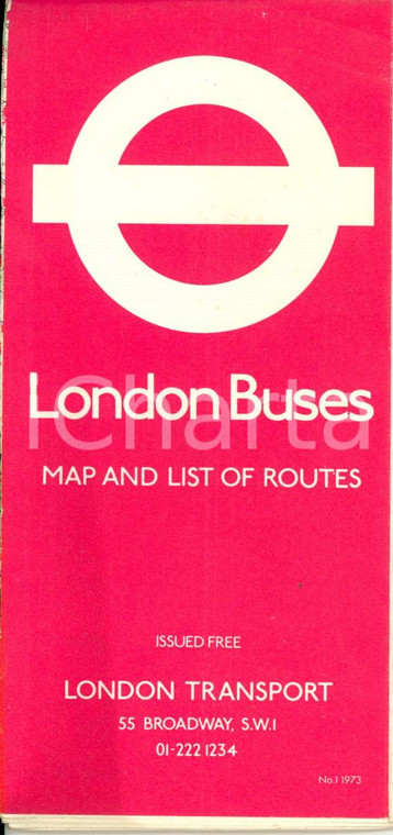 1973 LONDON Buses Map and list of routes *Opuscolo con mappa della città