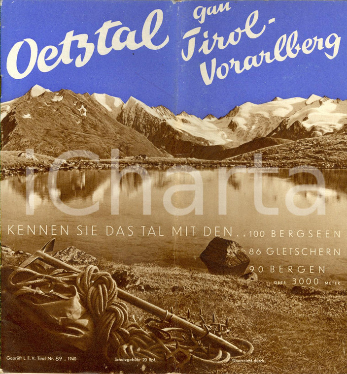 1940 OETZTAL (AUSTRIA) GAU-TIROL VORARLBERG Opuscolo turistico ILLUSTRATO
