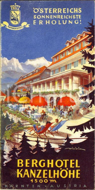 1950 KANZELHOHE (A) KARNTEN Fritz KANTEL berghotel Opuscolo turistico ILLUSTRATO