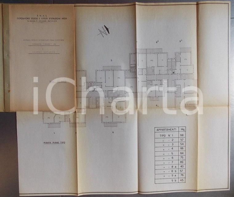 1965 MILANO ENAL scuola media Programma cooperativa edilizia SELEMAR PLANIMETRIA