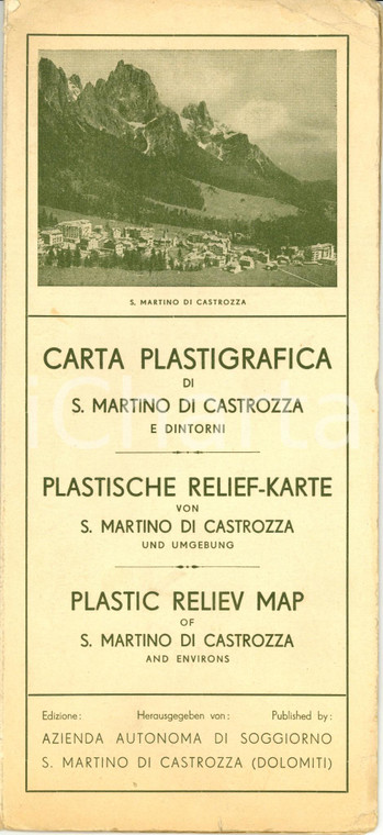 1939 SAN MARTINO DI CASTROZZA (TN) Carta plastigrafica del paese e dei dintorni