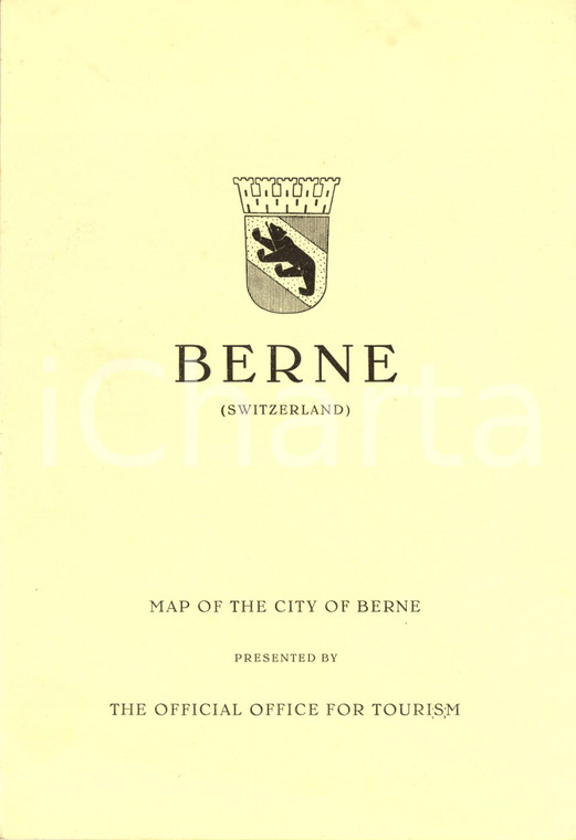 1960 ca BERNE (CH) Map of the city presented by the Official Office of Tourism