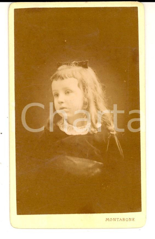 1880 ca MILANO Ritratto di bambina bionda con abito in velluto *Foto MONTABONE