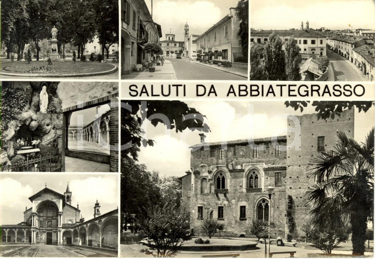 1968 ABBIATEGRASSO (MI) Vedutine dei monumenti cittadini Cartolina postale FG VG