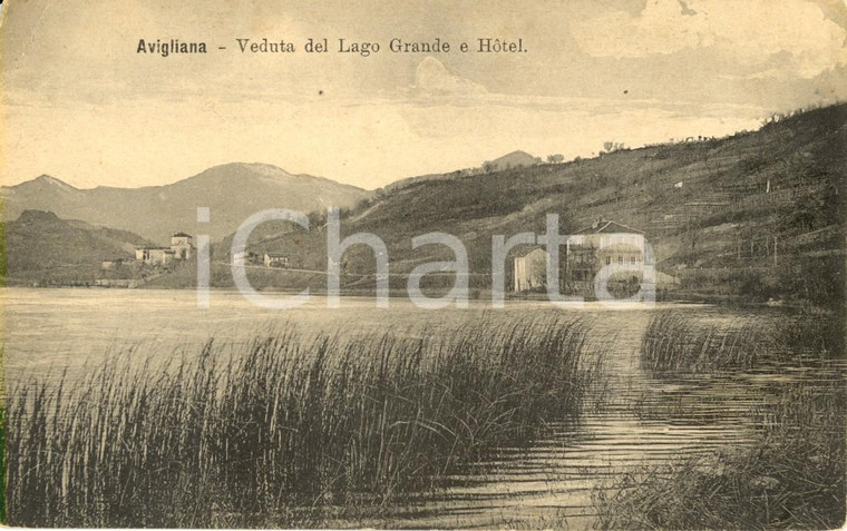 1912 AVIGLIANA (TO) Veduta del Lago GRANDE con hotel *Cartolina postale FP NV