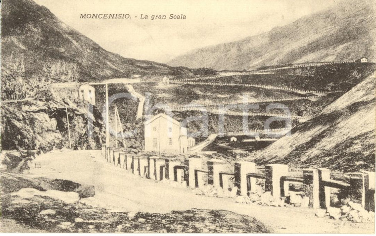 1920 ca MONCENISIO (TO) Veduta della Gran Scala che sale al Colle *Cartolina FP