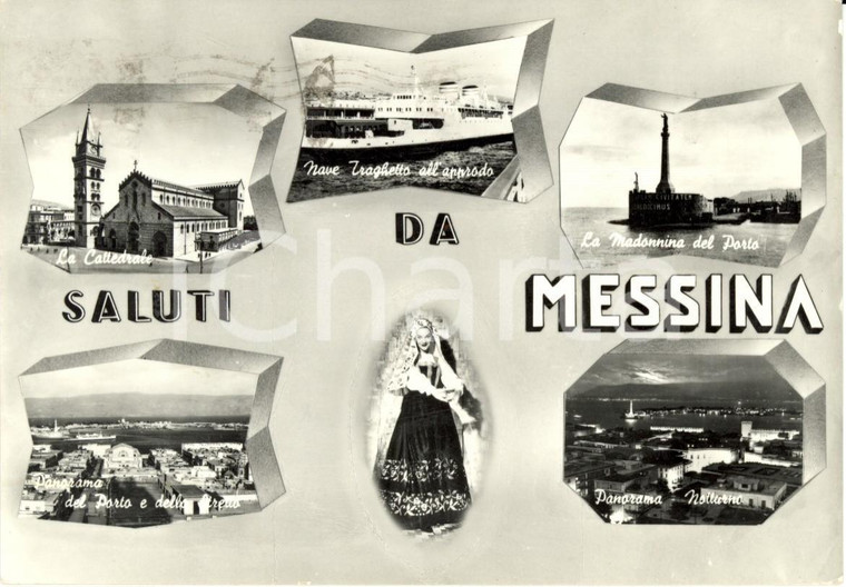 1958 MESSINA Vedutine della città e dei suoi monumenti *Cartolina postale FG VG