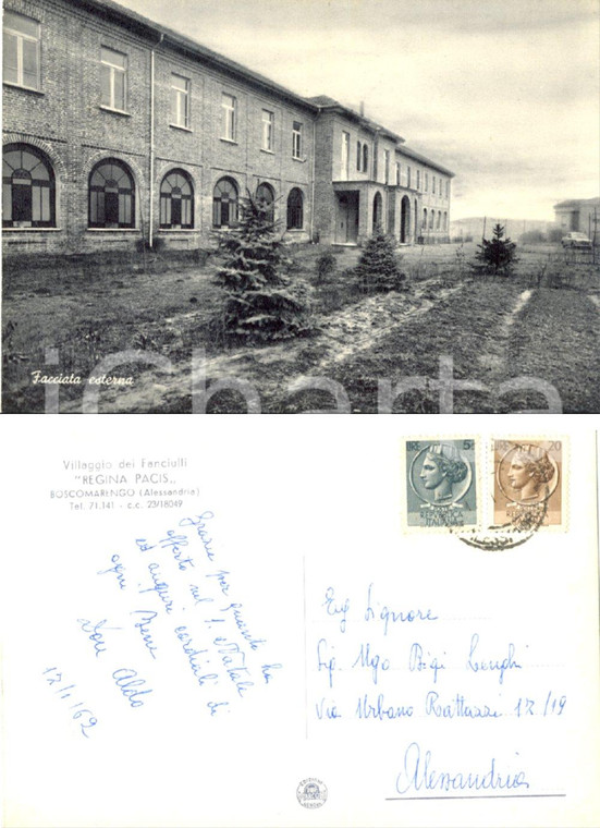 1962 BOSCOMARENGO (AL) Villaggio 'Regina Pacis' *Autografo mons. Aldo CARAZZA