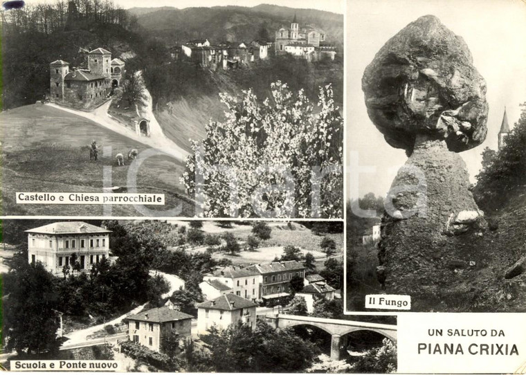 1950 PIANA CRIXIA (SV) Vedutine castello, chiesa e fungo *Cartolina FG VG