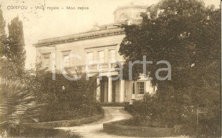 1920 CORFU' (GRECIA) Veduta esterna della villa reale MON REPOS *Cartolina FP VG