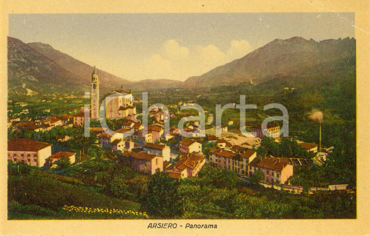 1930 ca ARSIERO (VI) Panorama con chiesa SAN MICHELE ARCANGELO *Cartolina FP NV