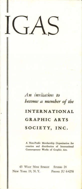 1960 ca NEW YORK (USA) Become a member of INTERNATIONAL GRAPHIC ARTS SOCIETY