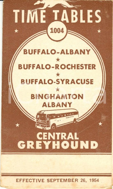1954 BUFFALO (NEW YORK) CENTRAL GREYHOUND bus service Timetables 1004 *Opuscolo