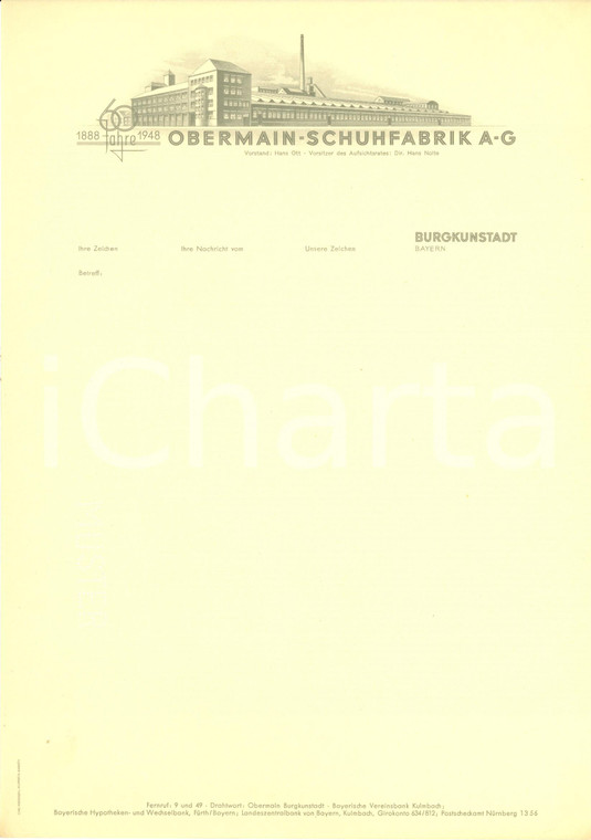 1948 BURGKUNSTADT (D) Obermain-schuhfabrik a. g. *Carta intestata ILLUSTRATA