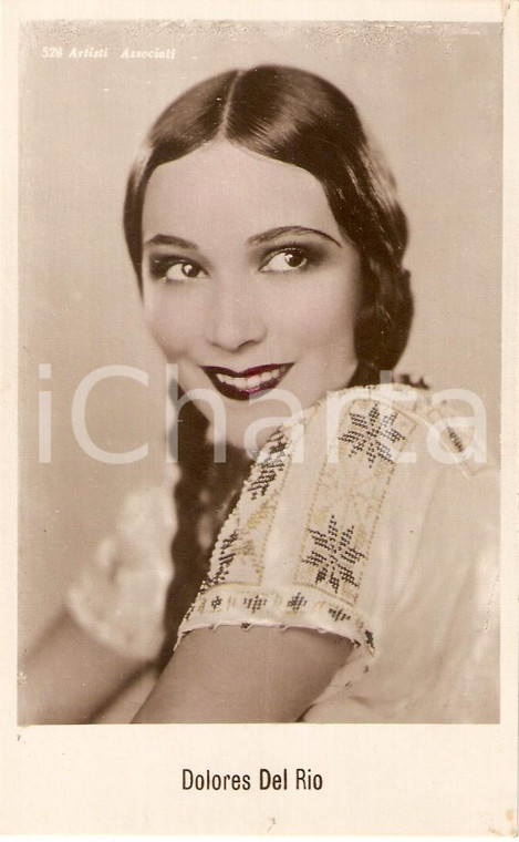 1930 ca CINEMA Actress Dolores DEL RIO Portrait with braid *Cartolina FP NV
