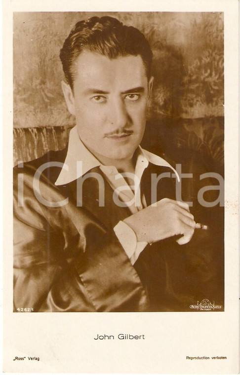 1930 ca CINEMA Actor John GILBERT Portrait with cigarette*Cartolina FP NV