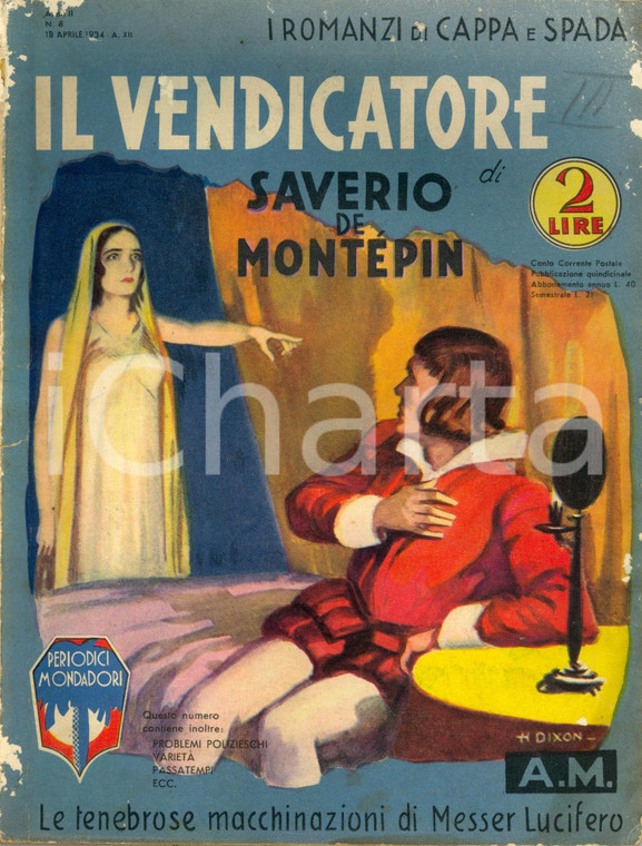 1934 Saverio DE MONTEPIN Il vendicatore *Editore Arnoldo MONDADORI Milano