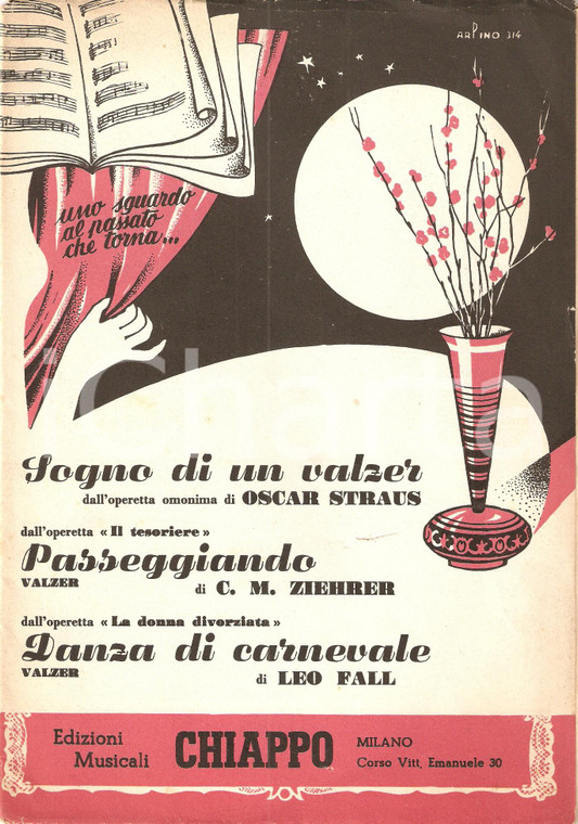 1962 OPERETTA Sogno di valzer Oscar STRAUS Danza Carnevale Leo FALL *Spartito