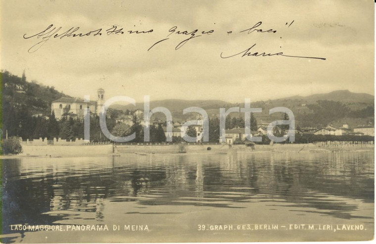 1904 MEINA (NO) Veduta dell'abitato dal Lago MAGGIORE *Cartolina postale FP VG