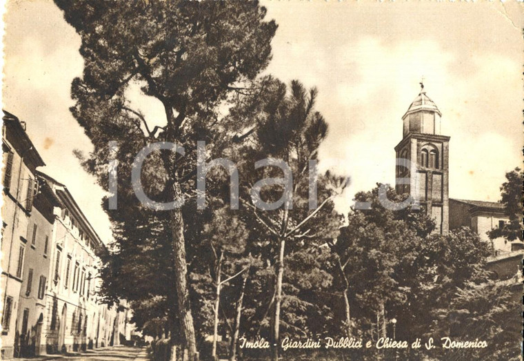 1950 IMOLA (BO) I giardini pubblici e la chiesa di SAN DOMENICO *Cartolina FG VG